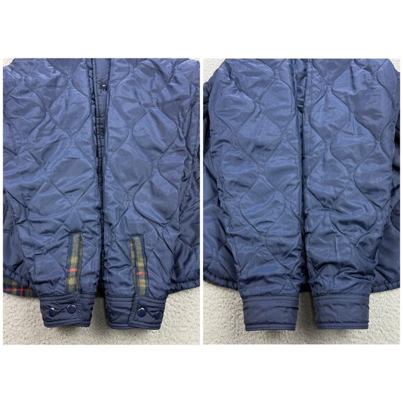 Vans Shirt Jacket Mens Small Navy Blue Plaid Brickell Reversible Quilted Flannel - Picture 11 of 13
